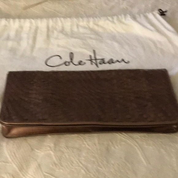 Cole Haan gold woven clutch purse - Picture 2 of 2